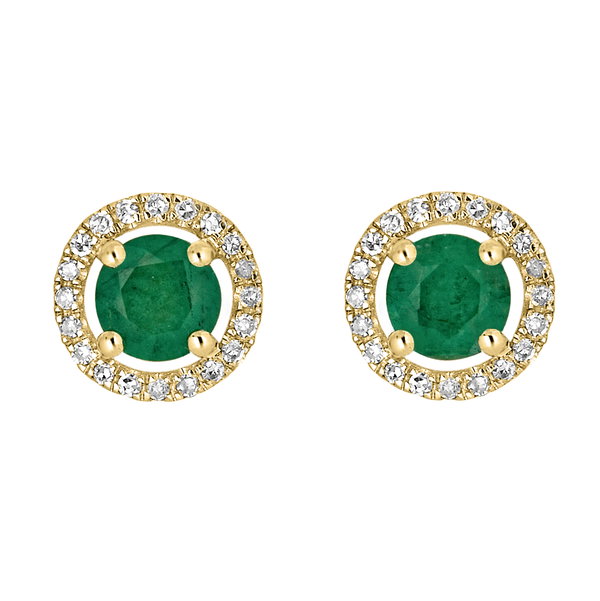 Closeup photo of 14K YELLOW GOLD DIAMOND AND EMERALD EARRING