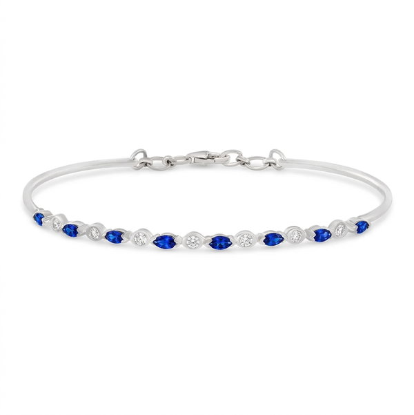 Closeup photo of 14K WHITE GOLD DIAMOND AND SAPPHIRE BRACELET