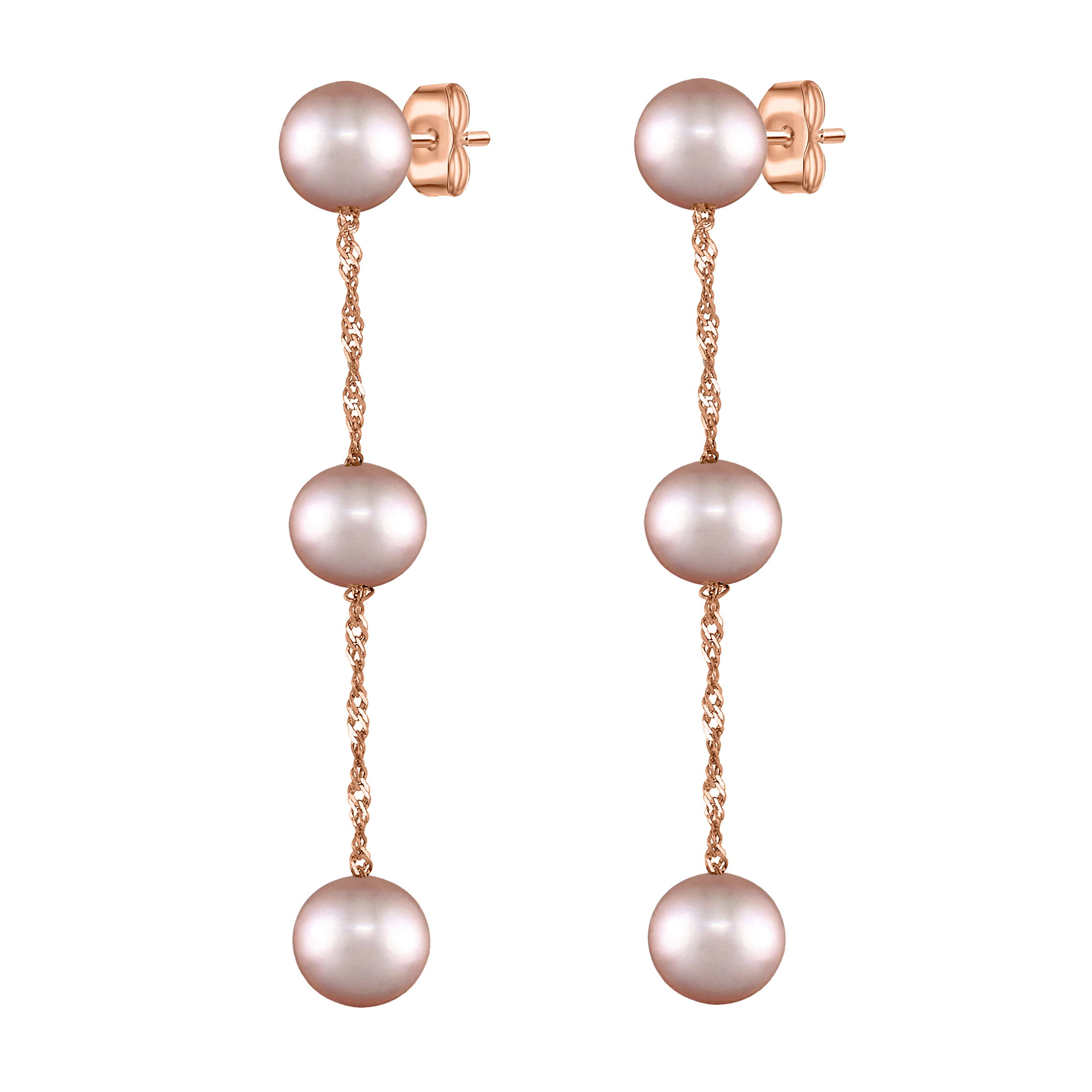 14K ROSE GOLD NATURAL PINK FRESH WATER PEARL EARRING