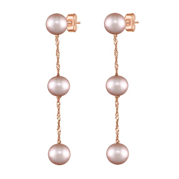 Closeup photo of 14K ROSE GOLD NATURAL PINK FRESH WATER PEARL EARRING