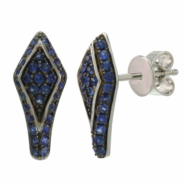 Closeup photo of 14K WHITE GOLD SAPPHIRE SNAKE EARRING