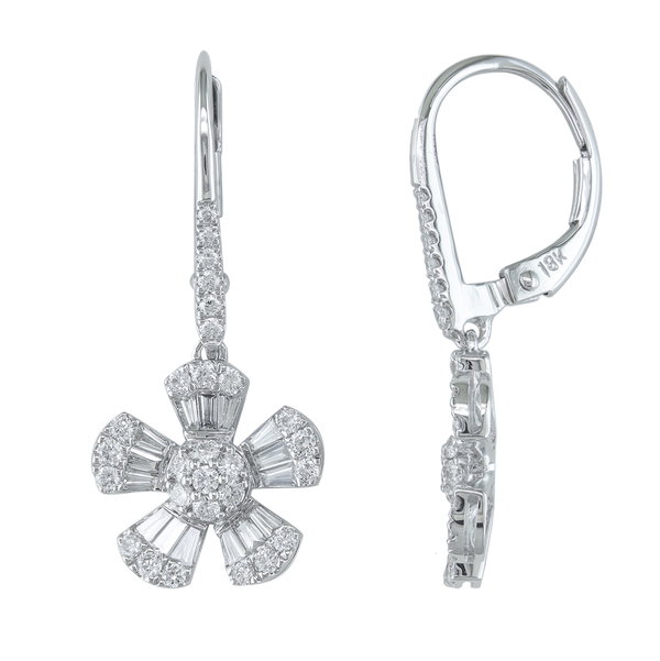 Closeup photo of 14K WHITE GOLD DIAMOND FLOWER EARRING
