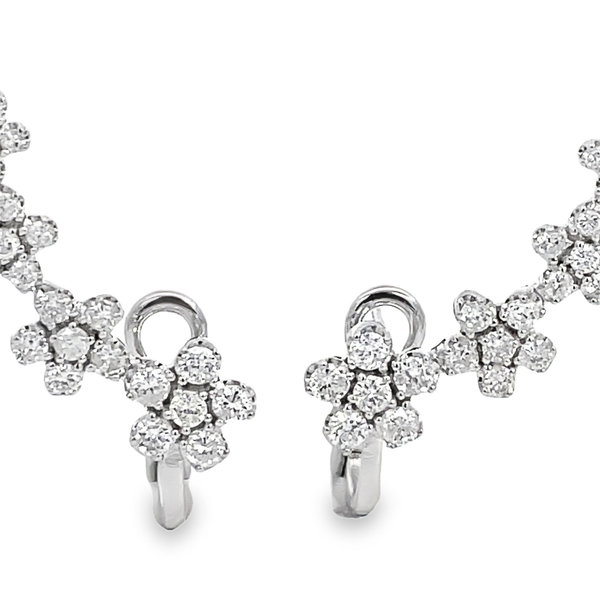 Closeup photo of 14K WHITE GOLD DIAMOND FLOWER EARRING