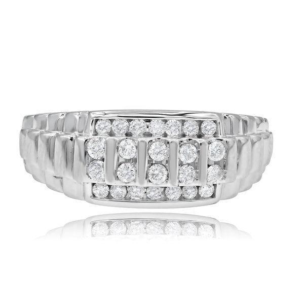 Closeup photo of 14K WHITE GOLD DIAMOND MEN'S RING