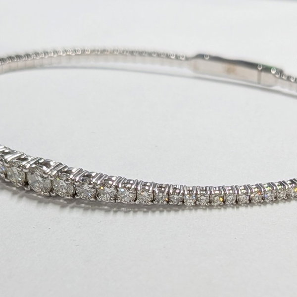 Closeup photo of 14K WHITE GOLD DIAMOND FLEX BANGLE