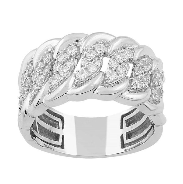 Closeup photo of 14K WHITE GOLD DIAMOND CUBAN MEN'S RING