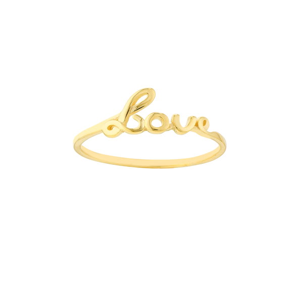 Closeup photo of 14K YELLOW GOLD CURSIVE RING
