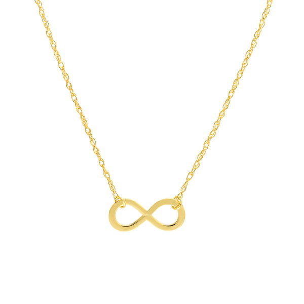 Closeup photo of 14K YELLOW GOLD SO YOU MINI INFINITY SYMBOL ADJUSTABLE NECKLACE