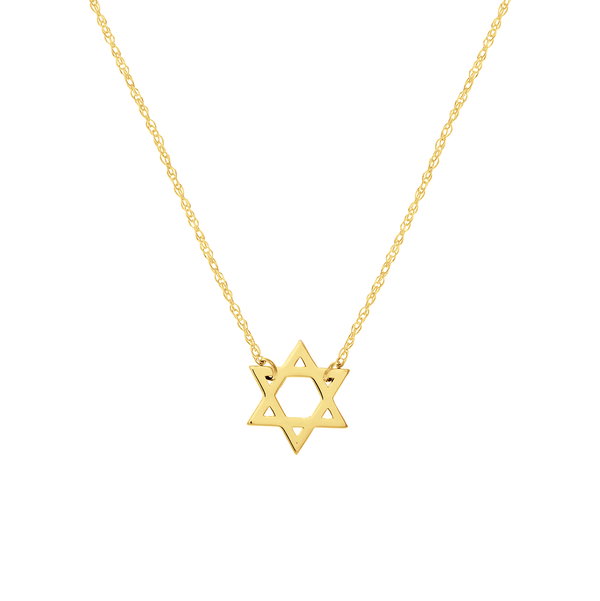 Closeup photo of 14K YELLOW GOLD SO YOU MINI STAR OF DAVID ADJUSTABLE NECKLACE
