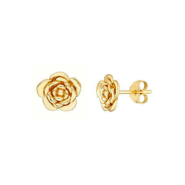 Closeup photo of 14K YELLOW GOLD FLOWER STUD EARRING