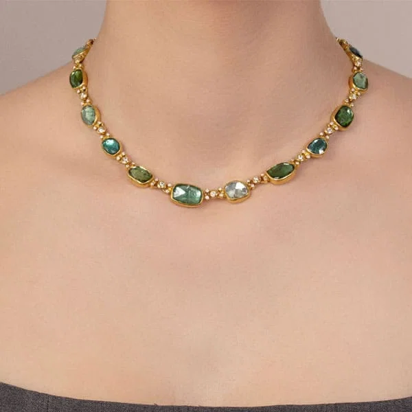 Image of Gold and Gemstone Necklace Close-Up