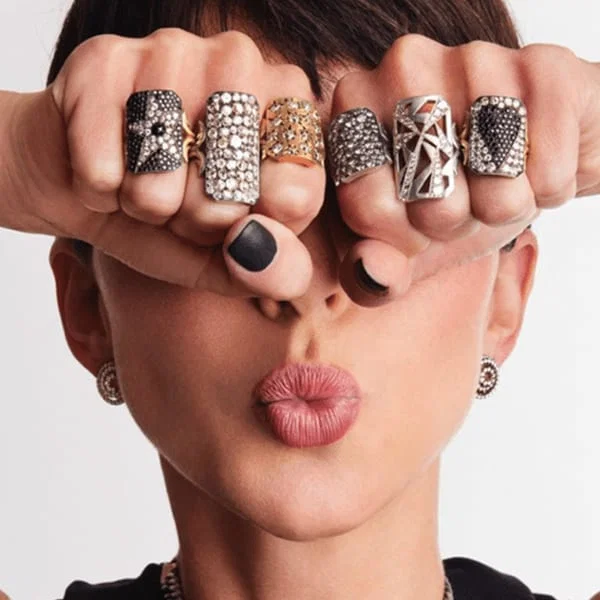 Image of Fine Jewelry Rings Worn by Model