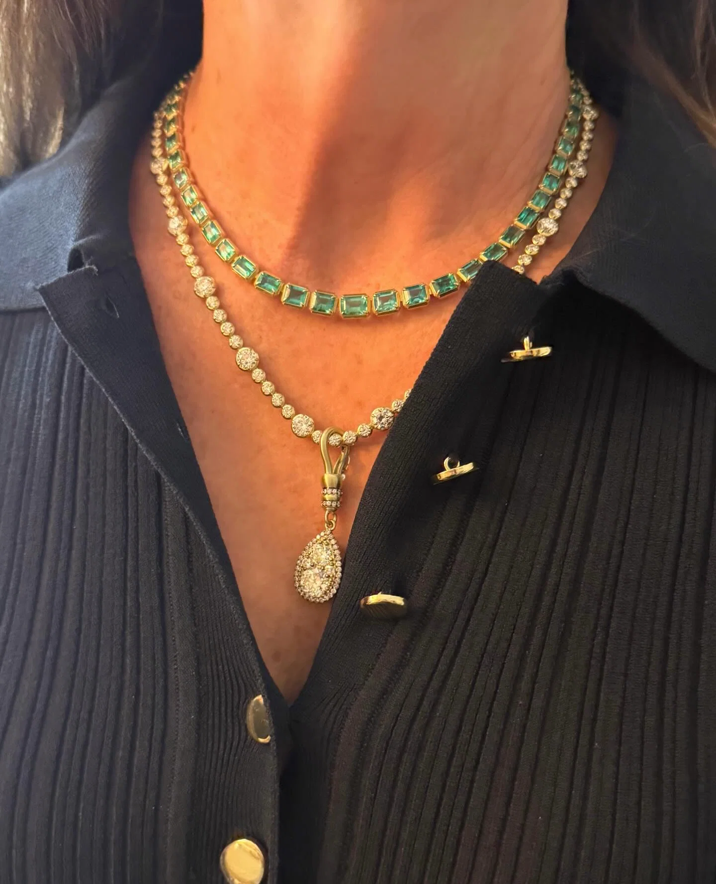Image of Emerald and Diamond Necklace Styling