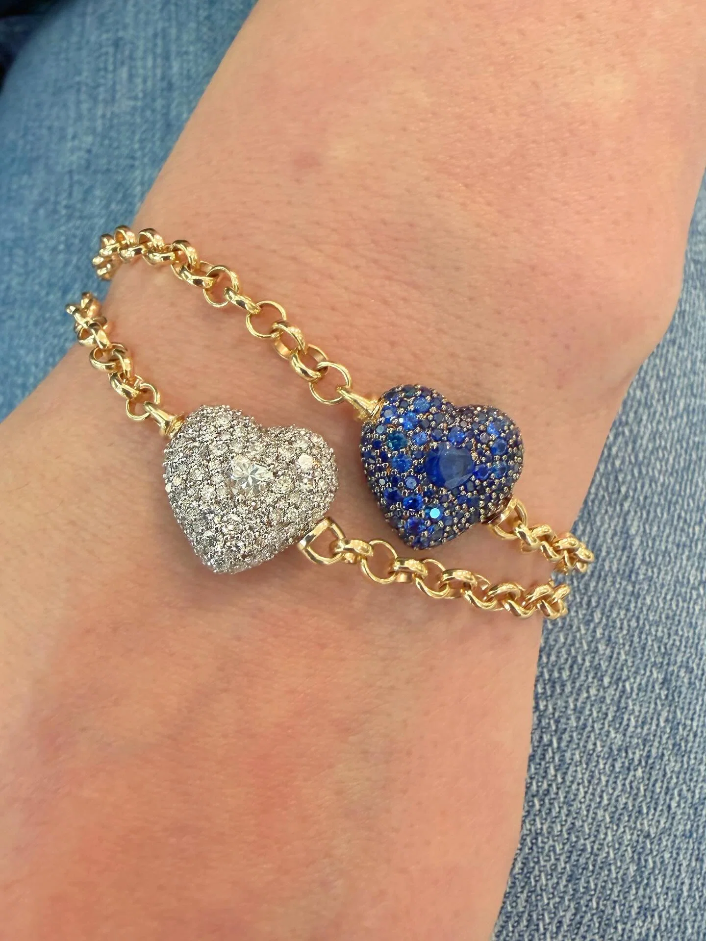 Image of Heart-Shaped Diamond Bracelets in Gold