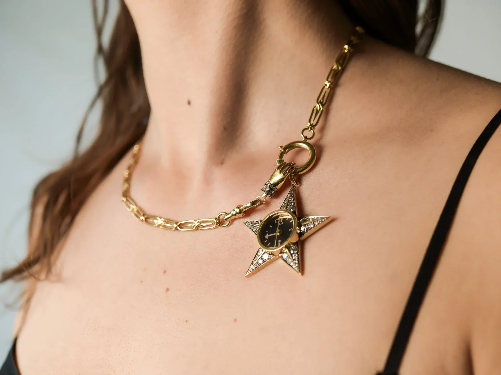 Image of Circa 1700 Antique-Inspired Gold Necklace with Star Pendant