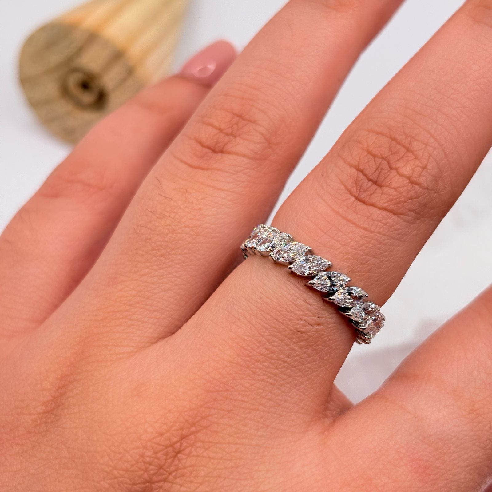 Marquise Eternity Band18K WG: 3.194gLab Dia: 2.16ct Marquise Eternity Band In 18K White Gold