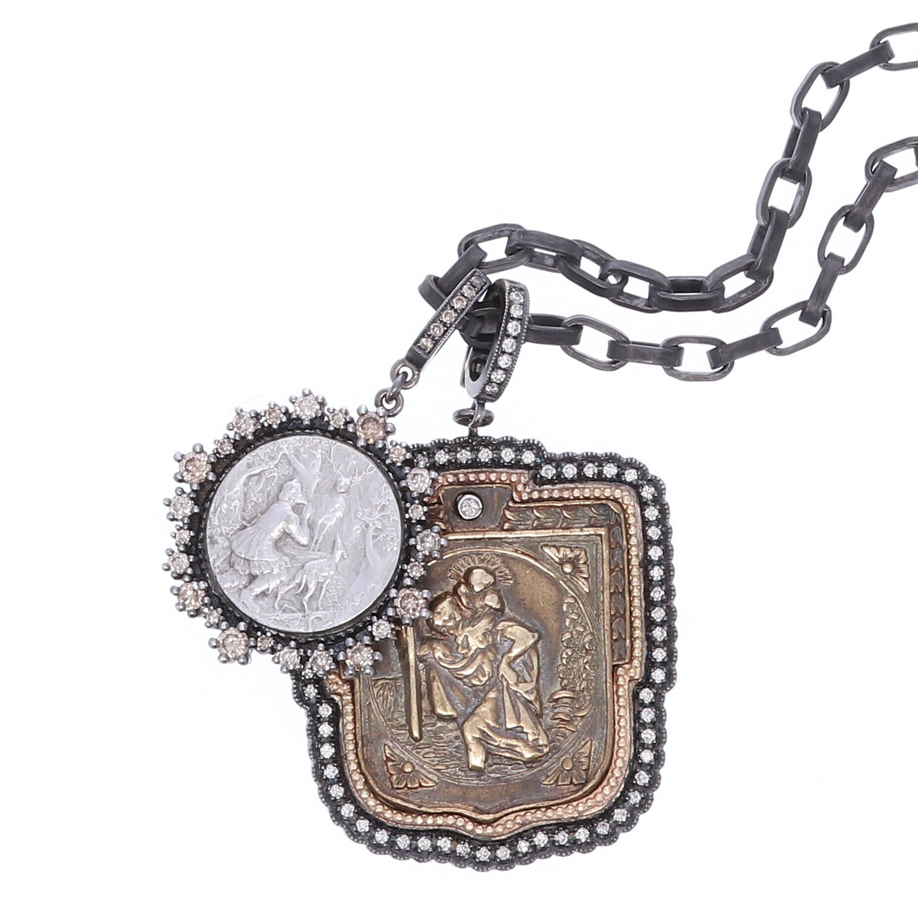 Antique St. Christopher "The Gentle Giant in The River" Pendant