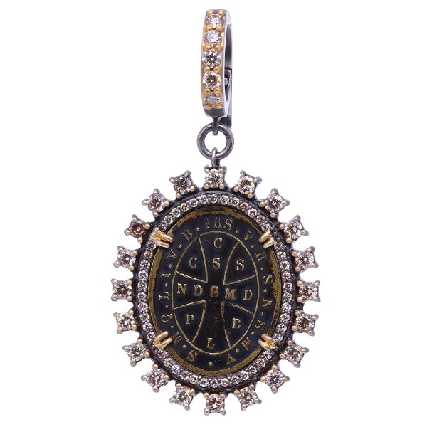 Closeup photo of Antique St. Benedict Diamond Pendant