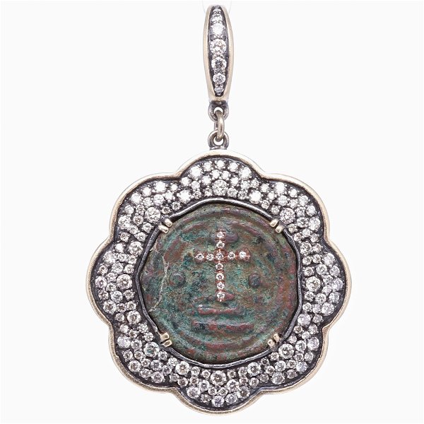 Closeup photo of Ancient Byzantine Coin Pendant