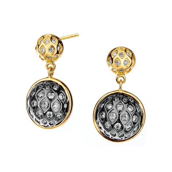 Closeup photo of 18KYG 925 BAUBLES EARRINGS WITH CHAMPAGNE DIAMONDS