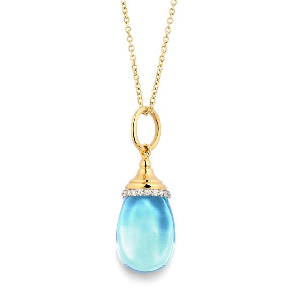 Closeup photo of Mini blue topaz & diamond mogul necklace