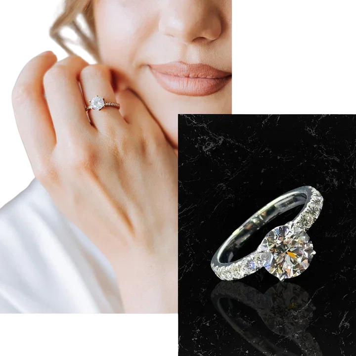 Jeweler examining a custom gold ring at a workbench
