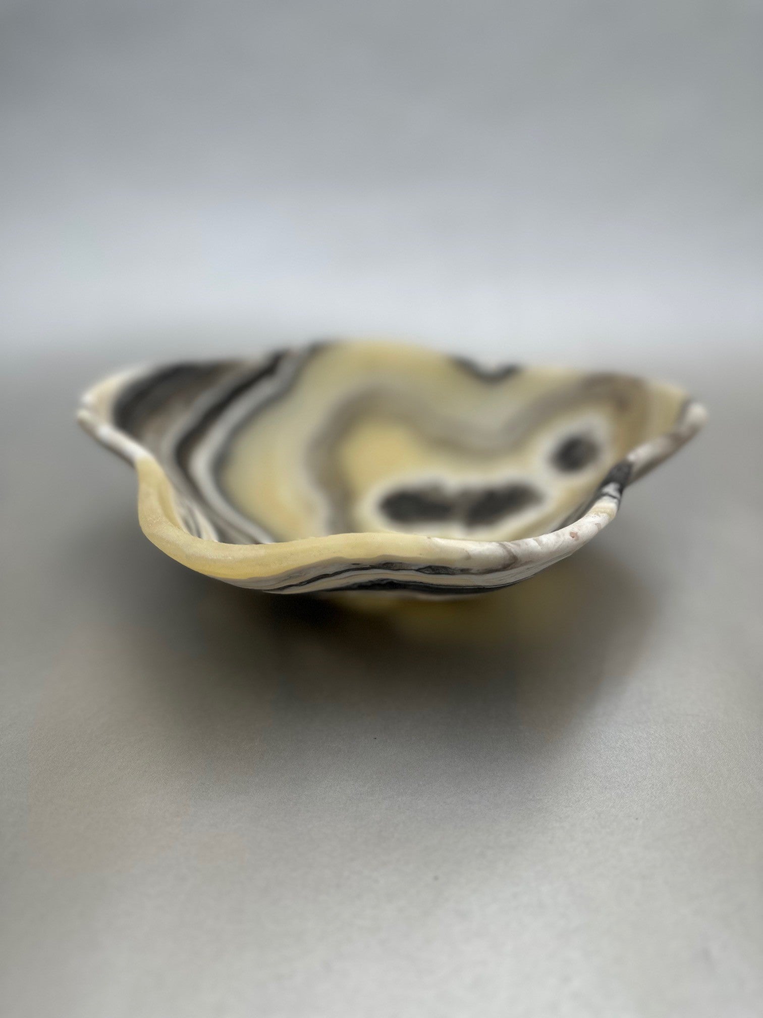 The 9.5" x 7" Free-Form Zebra Bowl is an exquisite statement piece, an eye-catching addition to any interior design. Whether serving your favorite snacks or adding a unique flair to your living space, this bowl is sure to ignite conversation with its bold, yet delicate curves. Free-Form Zebra Bowl