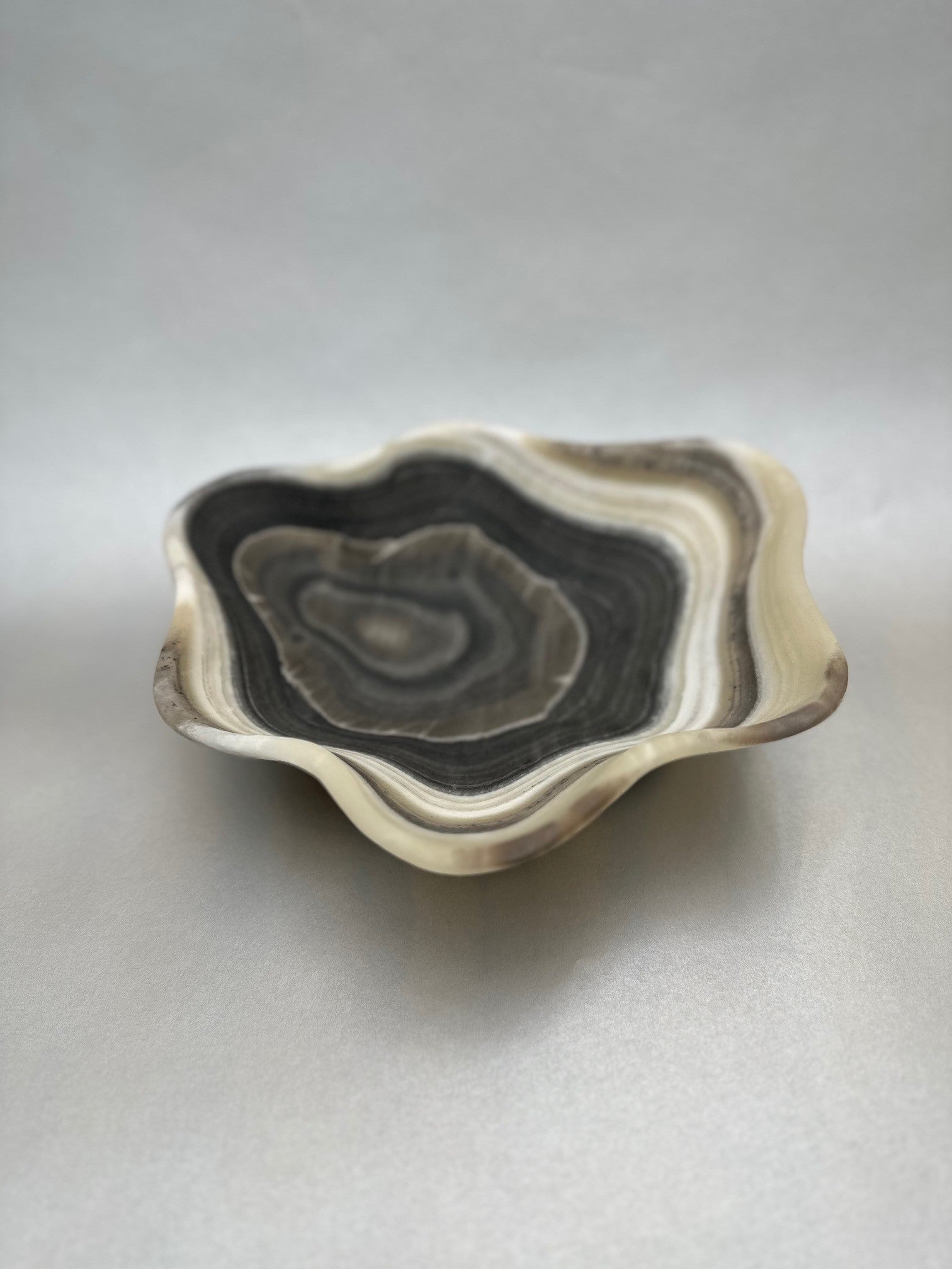 The 10" x 7.25" Free-Form Zebra Bowl is an exquisite statement piece, an eye-catching addition to any interior design. Whether serving your favorite snacks or adding a unique flair to your living space, this bowl is sure to ignite conversation with its bold, yet delicate curves. Free-Form Zebra Bowl