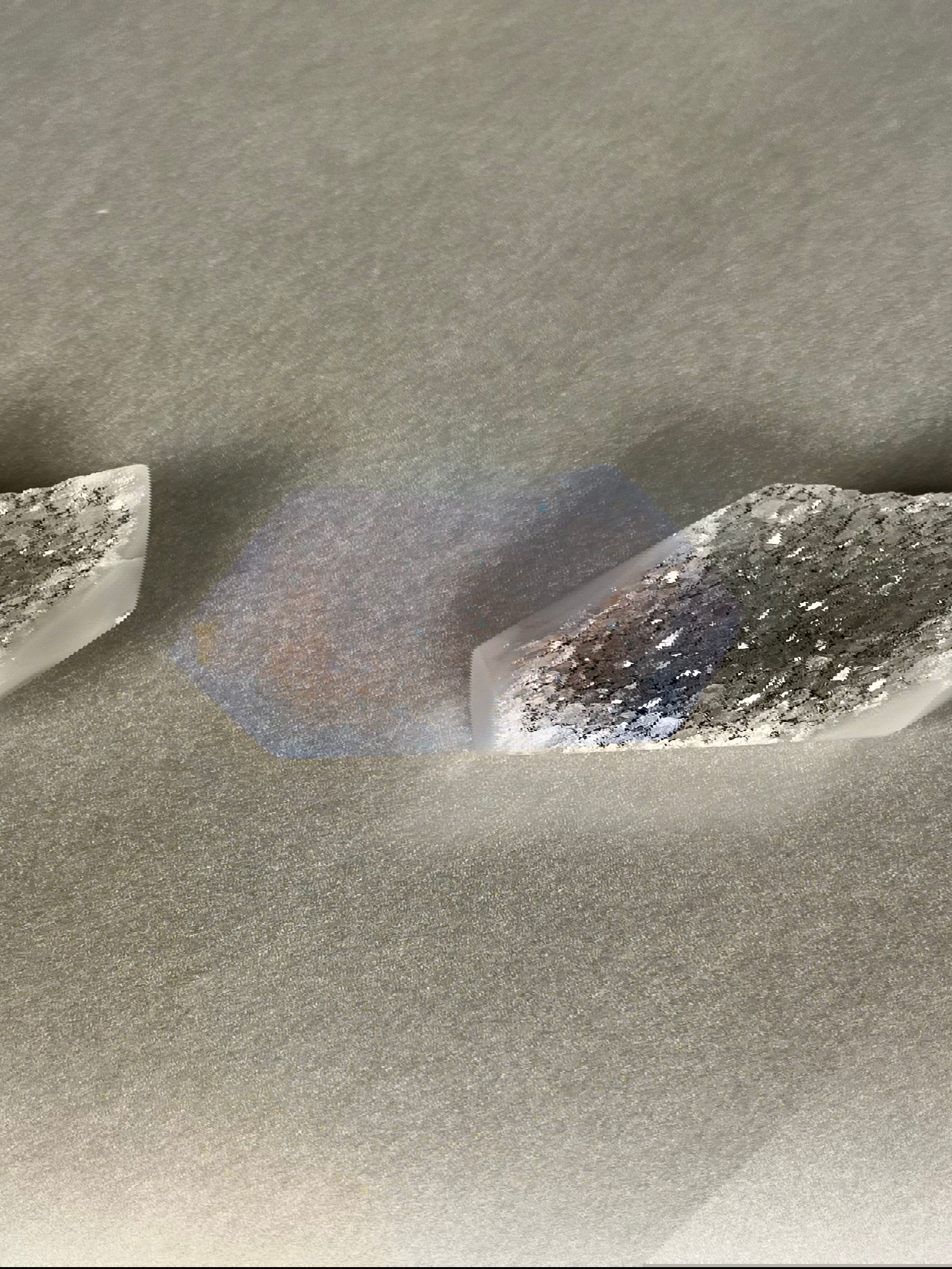 Indulge in the beauty of our Mini Agate Points. These miniature treasures feature the luxurious and mesmerizing stone, agate, in a double point design. Elevate your collection with the elegance and sophistication of these rare gems.Approx. 1" x 2.5" Mini Agate Points