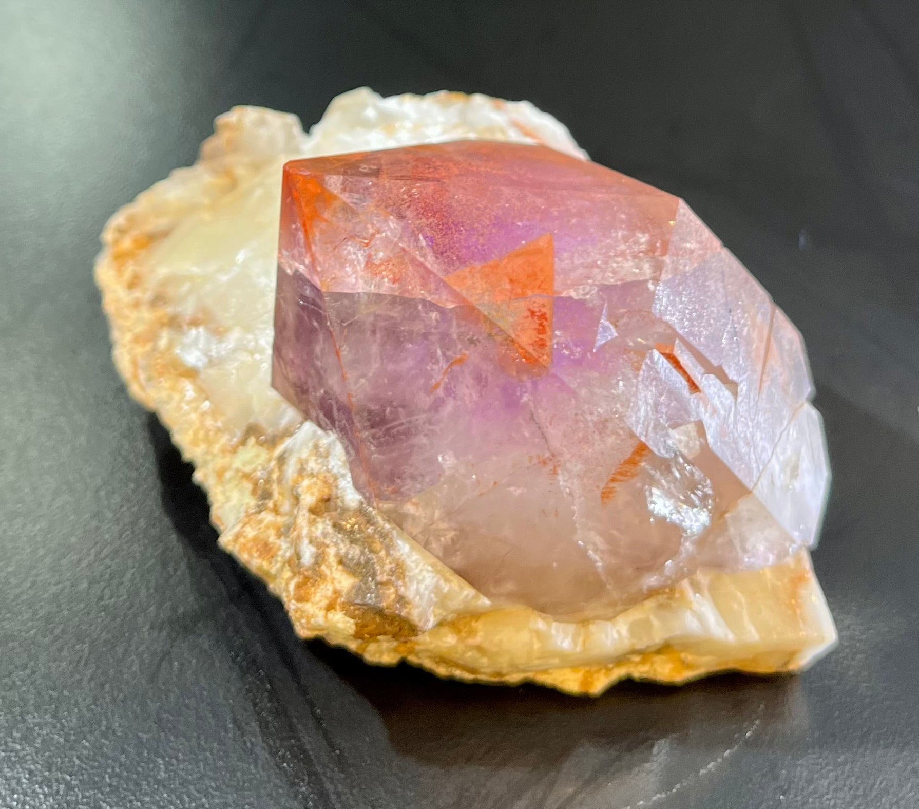 This beautiful Amethyst gem specimen has been mined from the Moqor and Makkhar Mountains in the Ghazni Province of Afghanistan. This unique piece of Amethyst is perfect for any nature or crystal enthusiast.Approx. 2"H x 3"W Amethyst Mineral Specimen