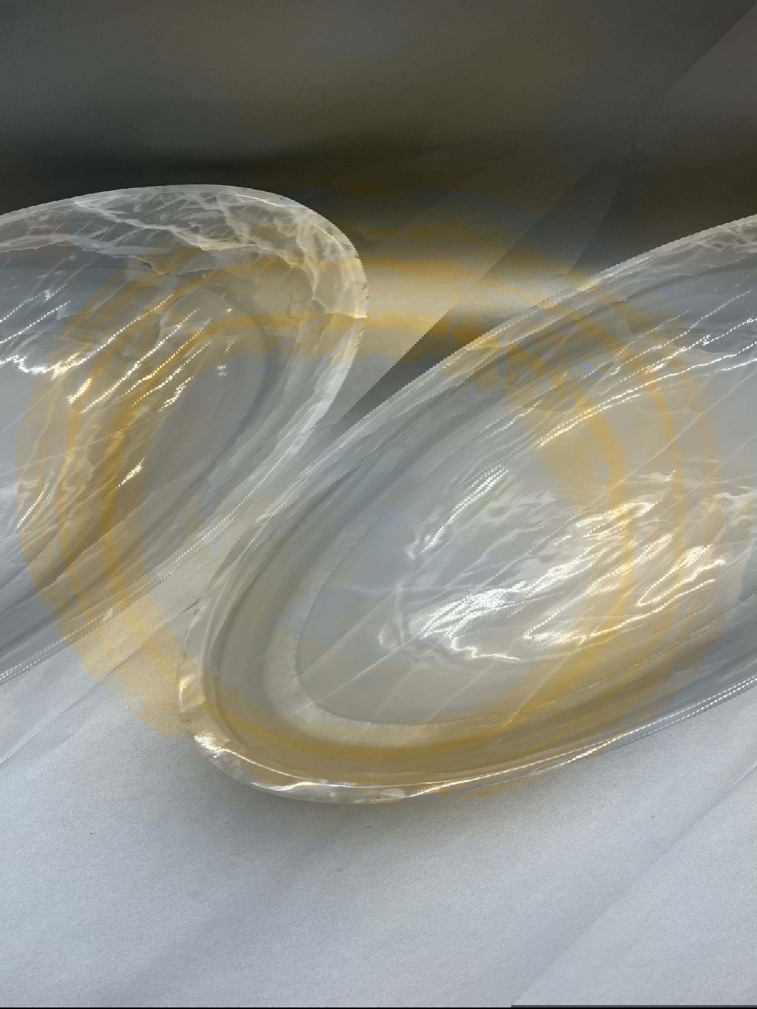 Beautiful large Polished Banded Onyx Bowl with a 19" diameter. Perfect statement piece for any space. Polished Banded Onyx Bowl