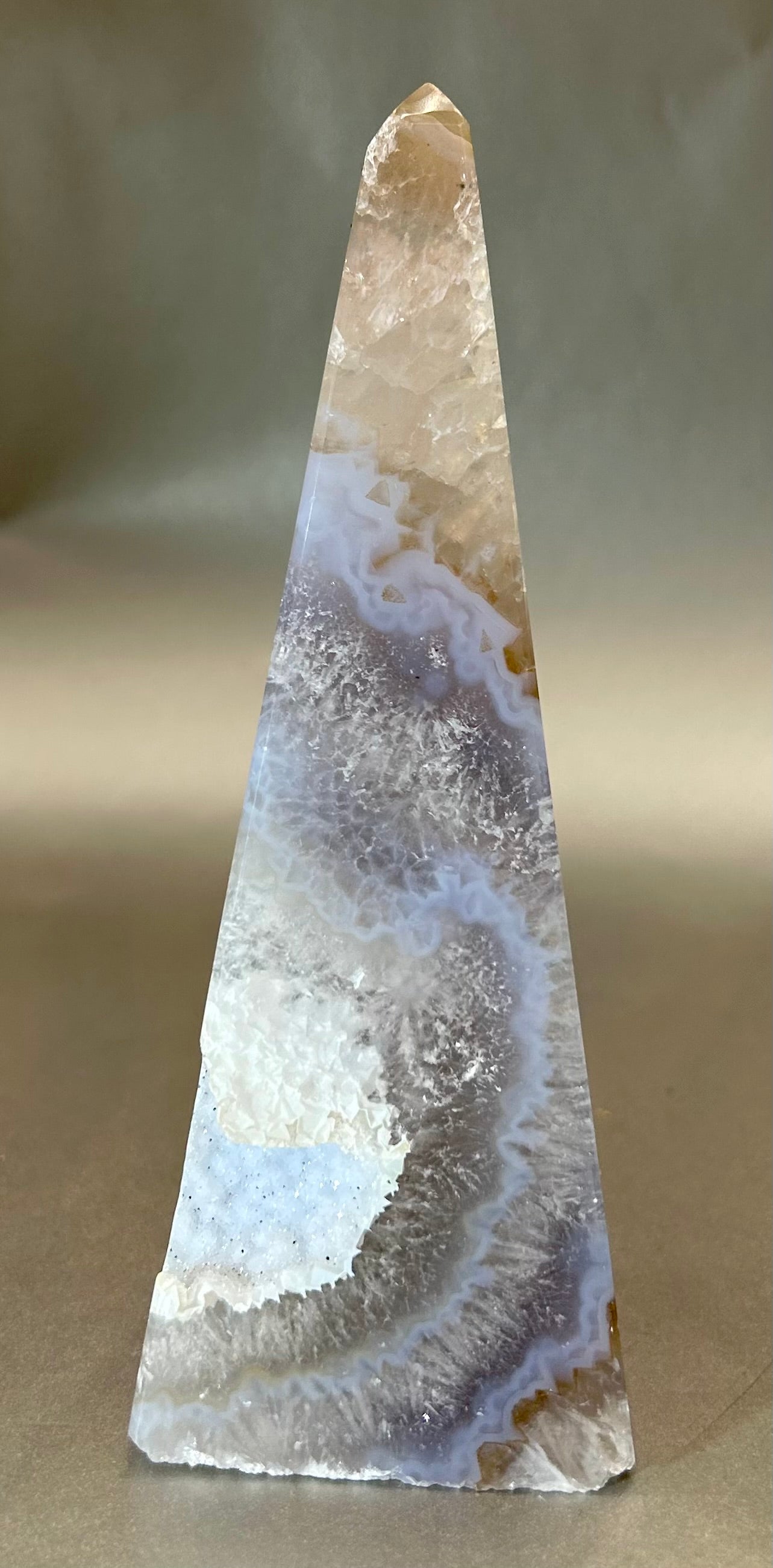 Beautiful quality Agate tower Approx. 2" x 2" x 6.25" Polished Agate Obelisk