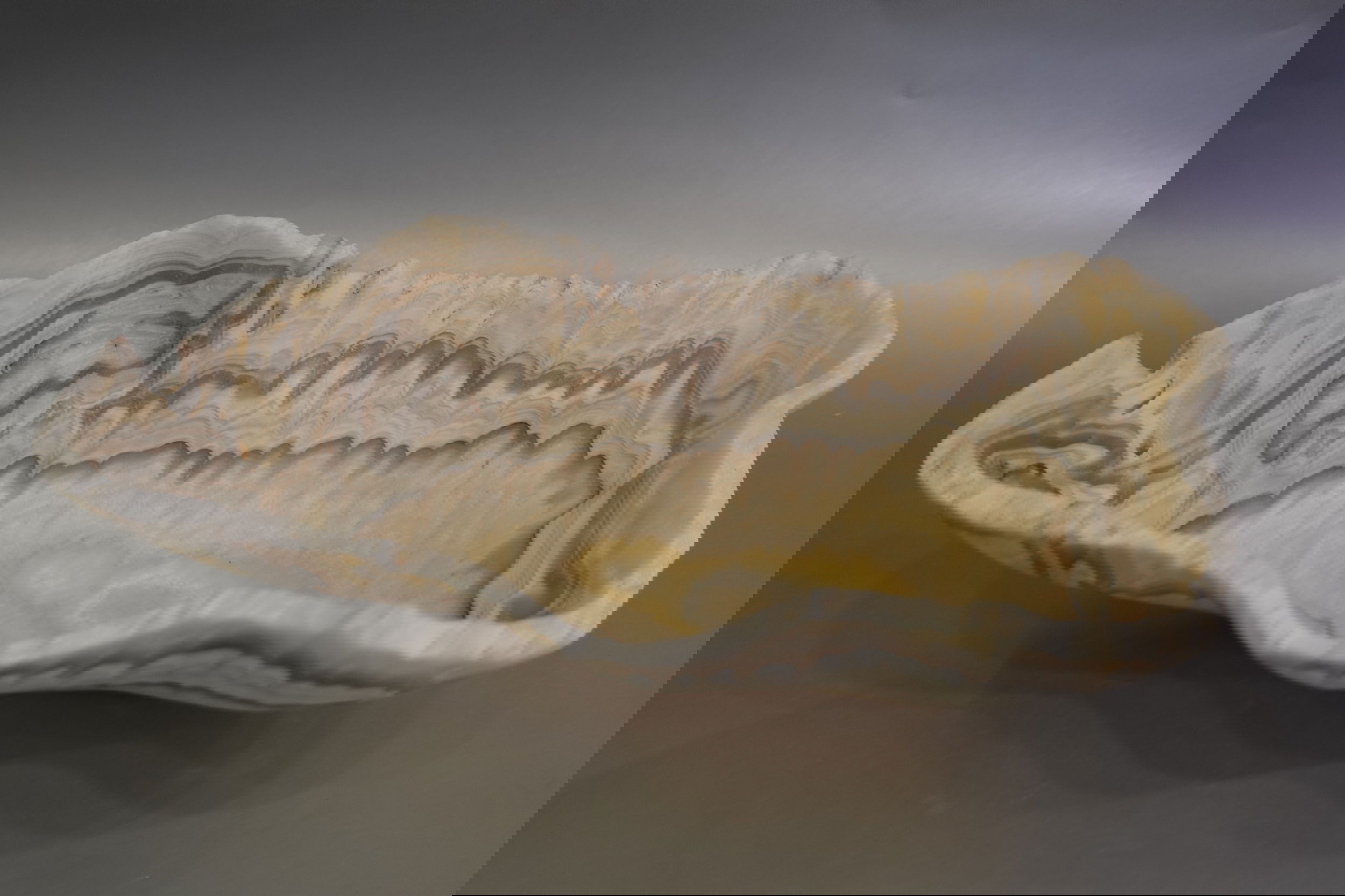 Indulge in the luxurious uniqueness of our Zebra Onyx Bowl. Its banded surface showcases the exquisite patterns of zebra onyx, while its distinct shape adds a touch of sophistication. Elevate your home decor with this exclusive piece that exudes elegance and refinement.Approx. 12.25" 3" Zebra Onyx Bowl