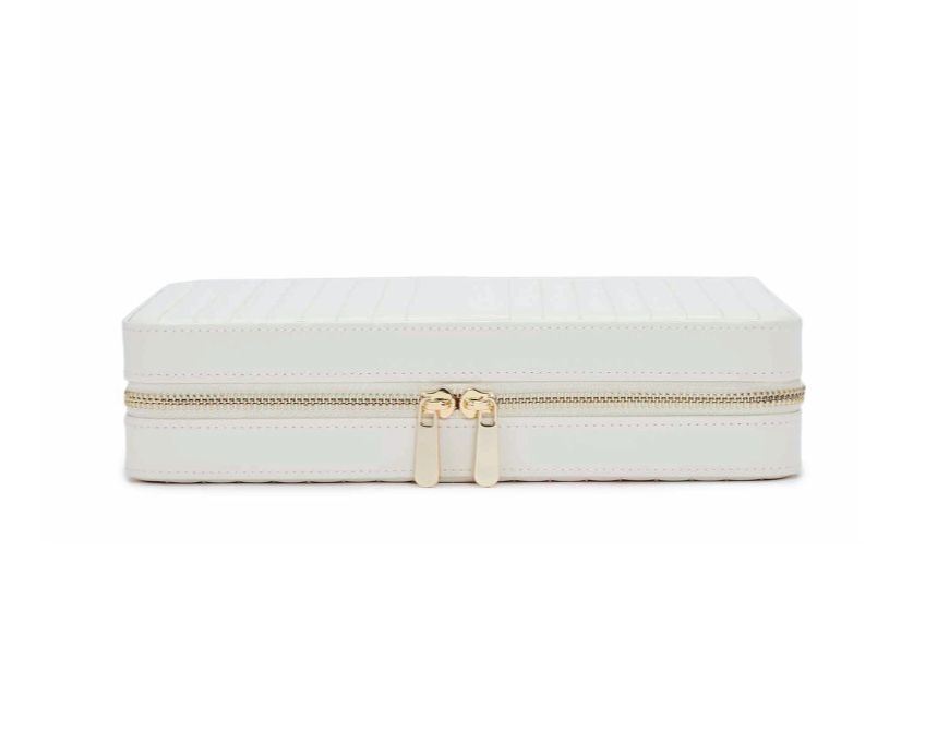 Maria large zip jewelry case - White