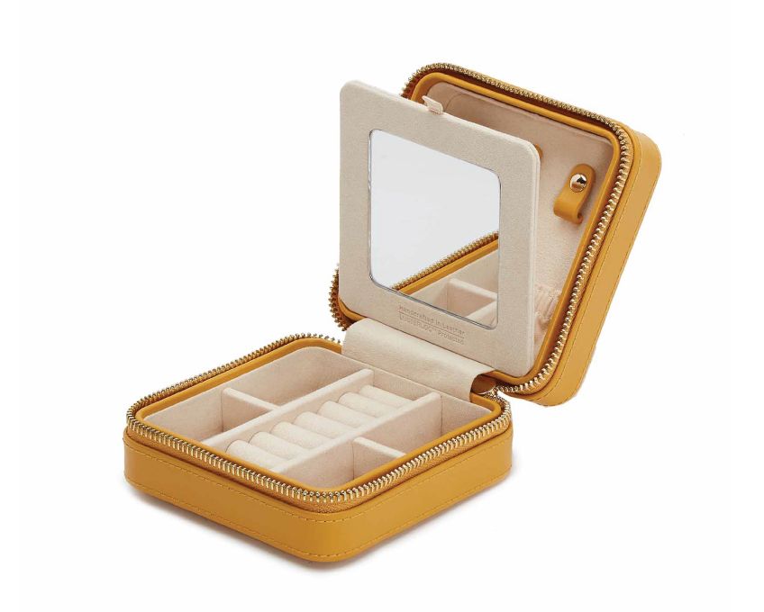 Maria Small Square Zip Jewelry Case - Mustard