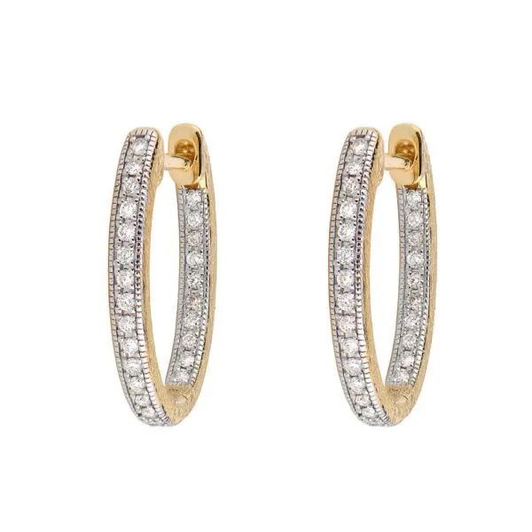 Combining classic elegance with on trend shapes and styles, JFJ offers something for women of all ages. From the Lisse Collection, these hoops feature pave round diamonds set in 18K gold, perfect to mix and match with JFJ earring charms.-18k Yellow gold-Round white diamonds, 0.25ctsItem# 805-2000176 Delicate Small Oval Hoop Earrings