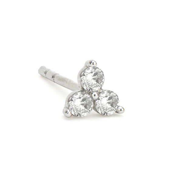 Combining classic elegance with on trend shapes and styles, JFJ offers something for women of all ages. From the Petites Collection, this stud features a prong set white diamond trio set in 18K gold. Studs sold as singles.-18k White gold-Round white diamonds, 0.07cts-Dimensions, 4.3mmItem# 805-2000095 Petite White Diamond Trio Stud