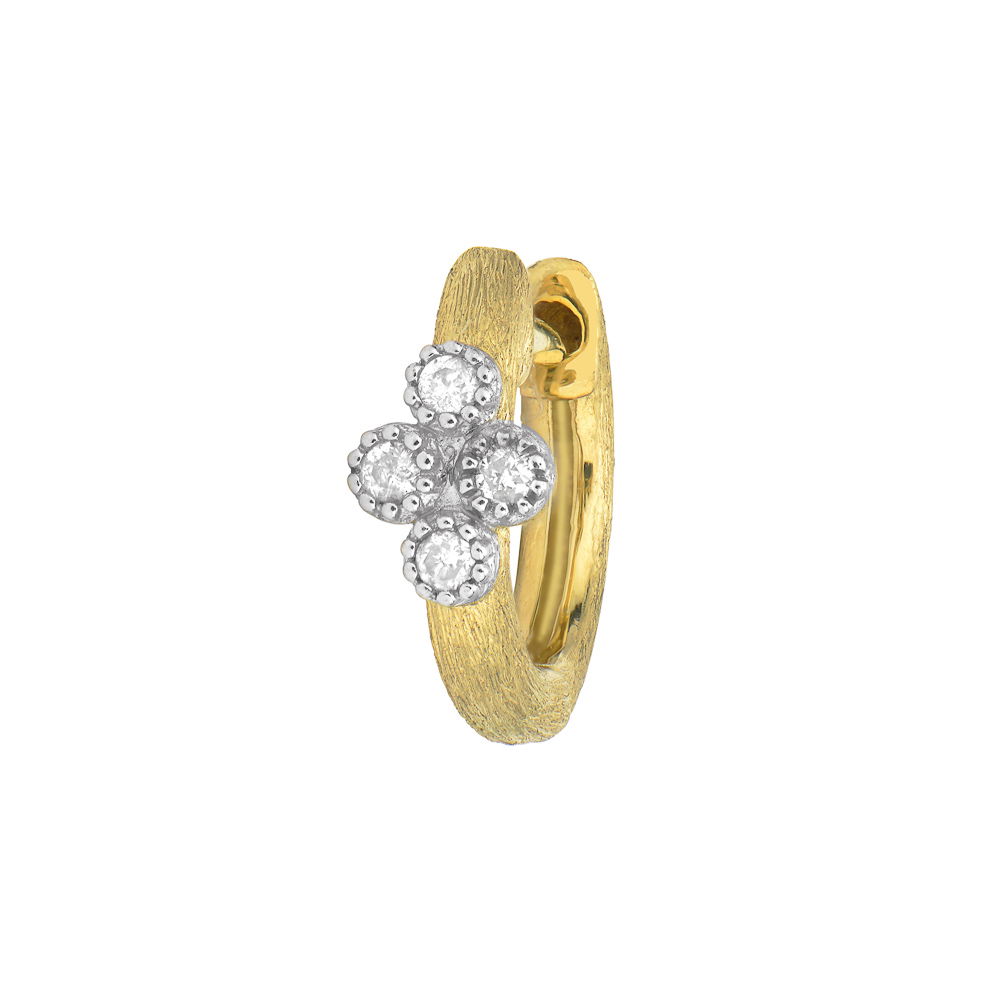 Petite Brushed Diamond Quad Hoop Earring