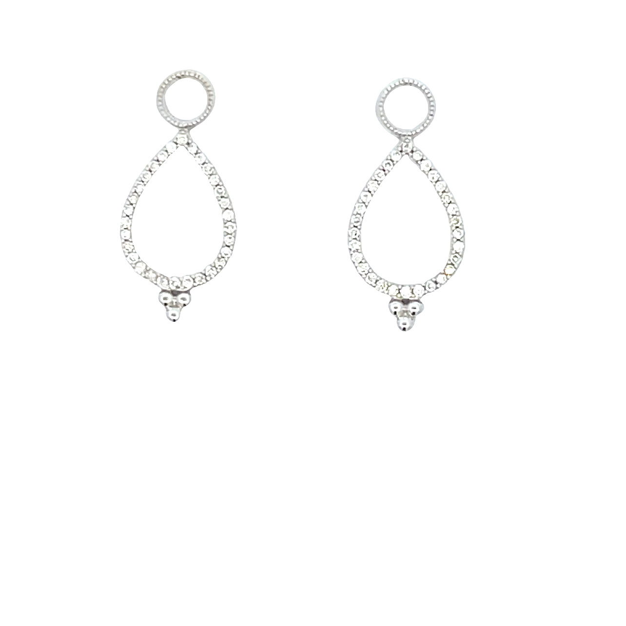 Combining classic elegance with on trend shapes and styles, JFJ offers something for women of all ages. These charms, with diamonds set in white gold, allow you to mix and match with other JFJ charms to further complete the look you desire. Hoops and charms sold separately. Hoops and charms sold separately.-18k White gold-Round white diamonds, 0.28ctsItem# 809-00602 Open Provence Earring Charms