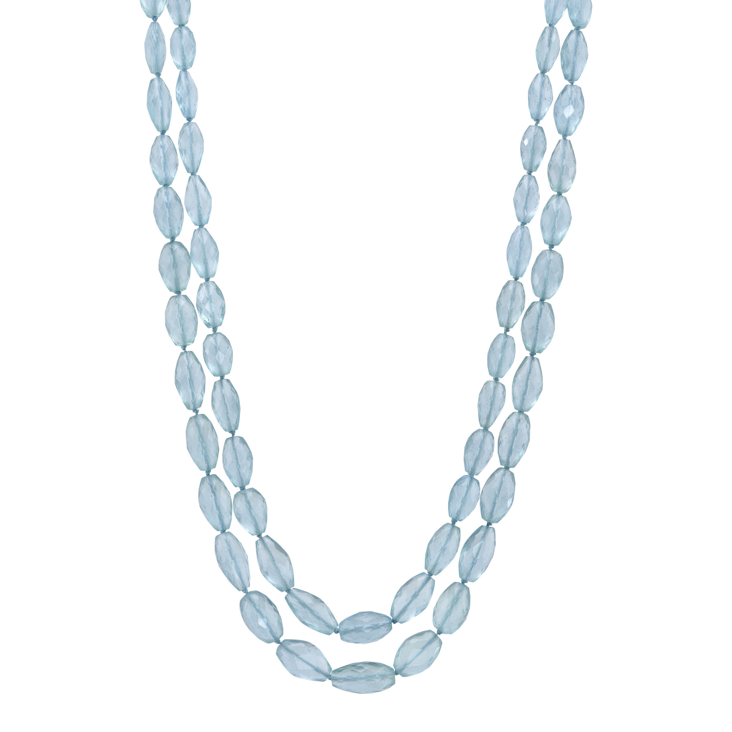 The Thalia Necklace, graced with aquamarine beads, is a perfect piece for effortless layering. Its serene blue hues add a touch of poise to any ensemble.-18k Yellow gold-Cabochon aquamarine, 215.48cts-Length 17"Item# 235-00907 Thalia Necklace