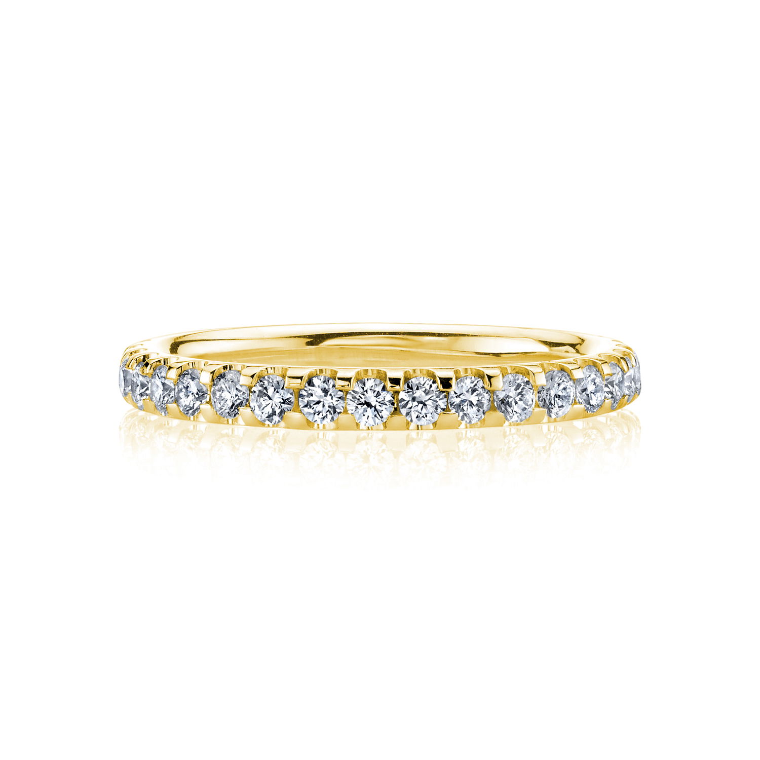 This 18k yellow gold eternity band is adorned with a continuous row of round diamonds, offering timeless elegance and brilliant sparkle. A perfect symbol of everlasting love, it’s a classic and sophisticated addition to any collection.-18k Yellow gold-Round diamonds, 0.50cts-Size 6, Contact for sizing optionsItem# 110-00532 Diamond Eternity Band