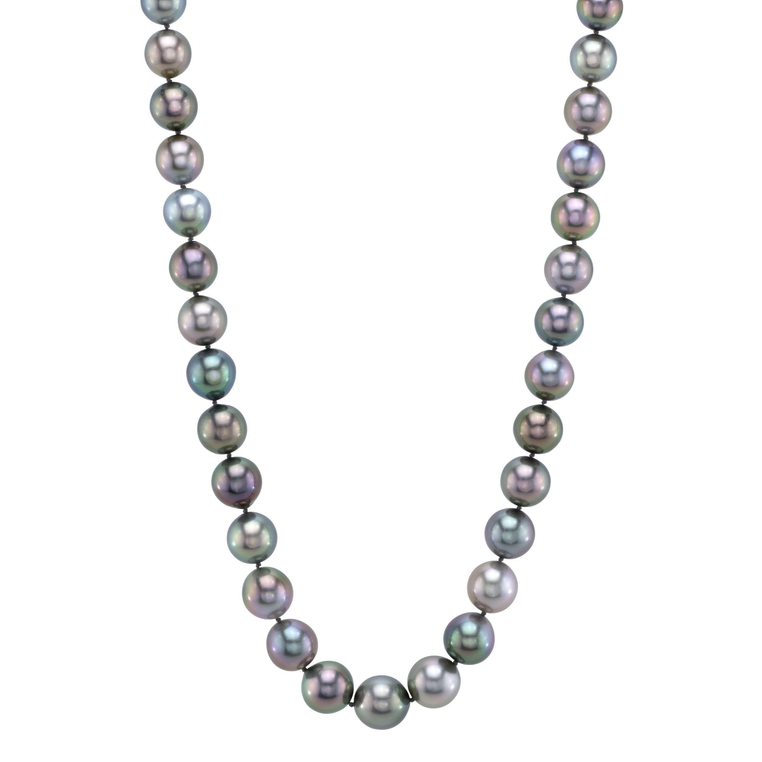 This 14k yellow gold necklace features lustrous Tahitian pearls, offering a perfect balance of elegance and island allure. Its versatile design effortlessly elevates both casual and formal ensembles.-14k Yellow gold-Tahitian pearls, 9-11mm-Length 16”Item# 001-325-00202 Priscilla Necklace