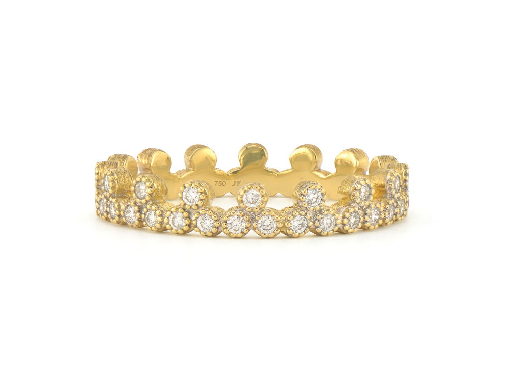Combining classic elegance with on trend shapes and styles, JFJ offers something for women of all ages. This elegant ring features trio clusters of diamonds, beautifully arranged to create a dazzling effect. The sparkling diamonds add a touch of sophistication, making it a timeless piece for any occasion.-18k Yellow gold-Round diamonds-Size, 7.5Item# 130-01163 Diamond Trio Ring