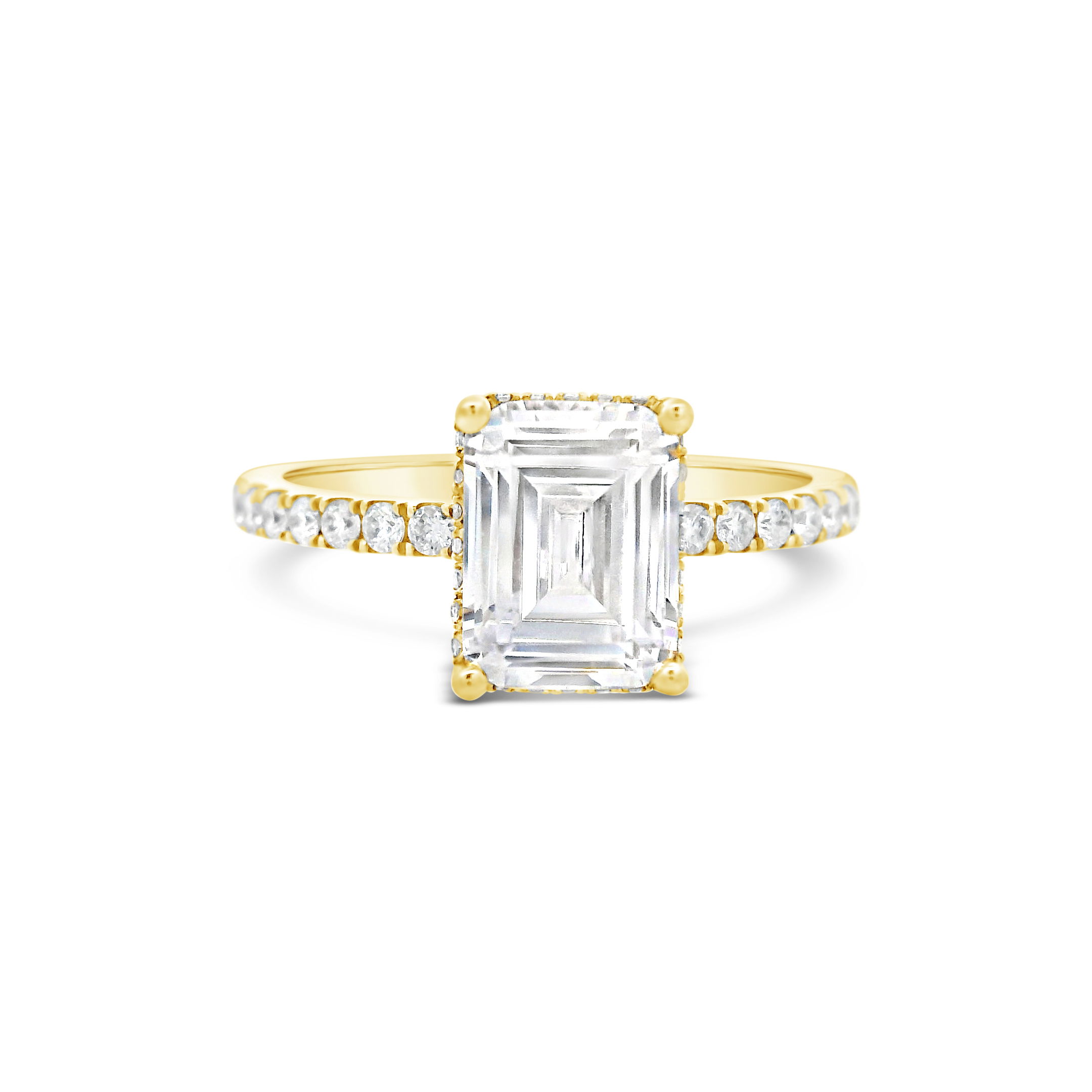 Elevate your center stone with this stunning 18k Yellow gold and diamond semi-mount, featuring a double hidden halo for extra brilliance from every angle. The delicate yet dazzling design enhances the sparkle of your diamond while maintaining a refined and sophisticated look. A perfect choice for those who love subtle yet radiant details. (Center stone not included)-18k Yellow gold-Round Diamonds, 0.51cts-Size 6.5, Contact for sizing optionsItem# 140-00246 Double Hidden Halo Semi-Mount