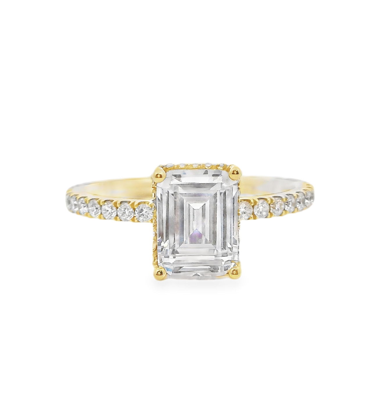 Elevate your center stone with this stunning 18k Yellow gold and diamond semi-mount, featuring a double hidden halo for extra brilliance from every angle. The delicate yet dazzling design enhances the sparkle of your diamond while maintaining a refined and sophisticated look. A perfect choice for those who love subtle yet radiant details. (Center stone not included)-18k Yellow gold-Round Diamonds, 0.51cts-Size 6.5, Contact for sizing optionsItem# 140-00246 Chérie