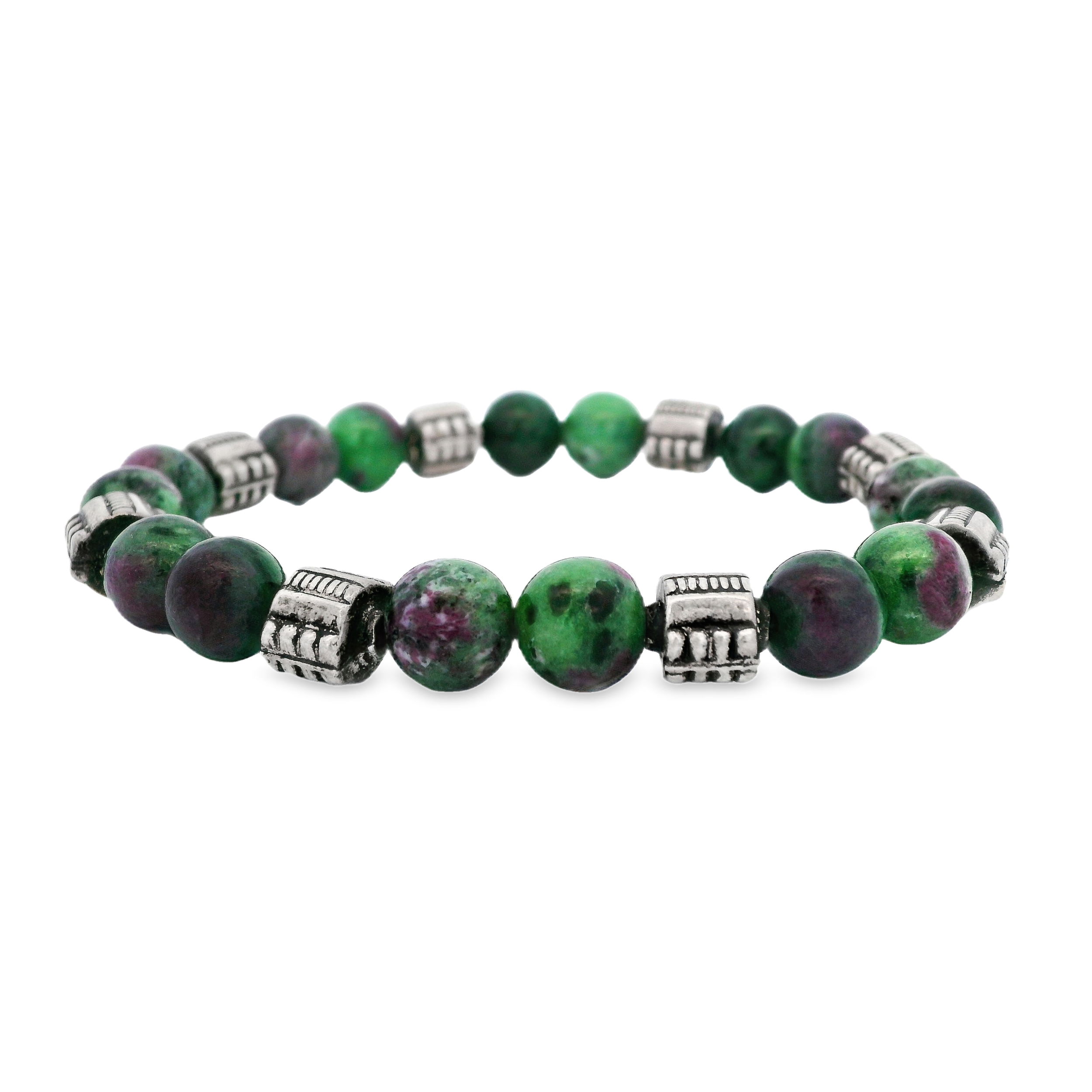 This men's bracelet combines sterling silver with ruby zoisite for a bold, eye-catching look. Its distinctive design brings a touch of natural color and style to any outfit.-Sterling silver-Ruby zoisiteItem# 800-00317 Men's Bracelet