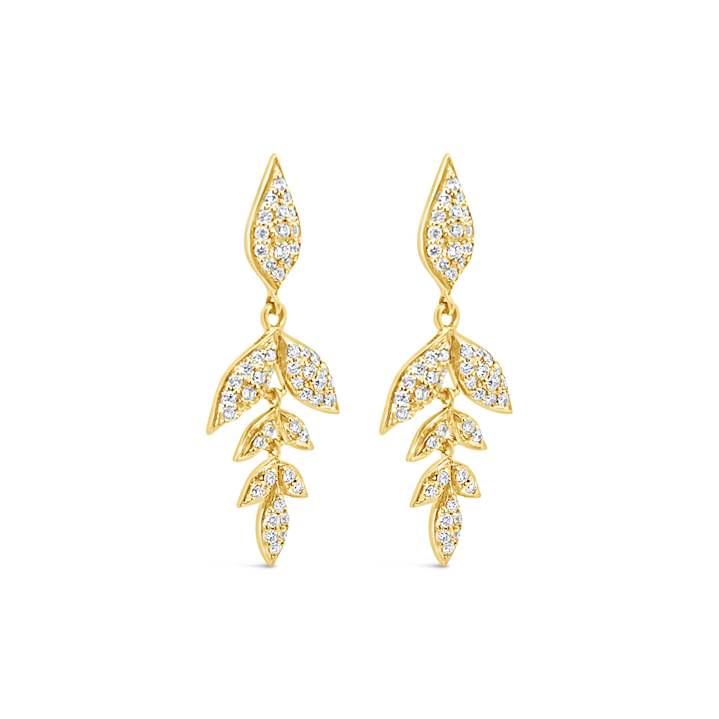 These earrings feature delicate, nature-inspired designs in 18k yellow gold and diamonds. Crafted with elegance, they dangle gracefully, adding a touch of whimsy to your look.-18k Yellow gold-Diamonds, 0.65ctsItem# 001-805-01390 Wisteria Earrings