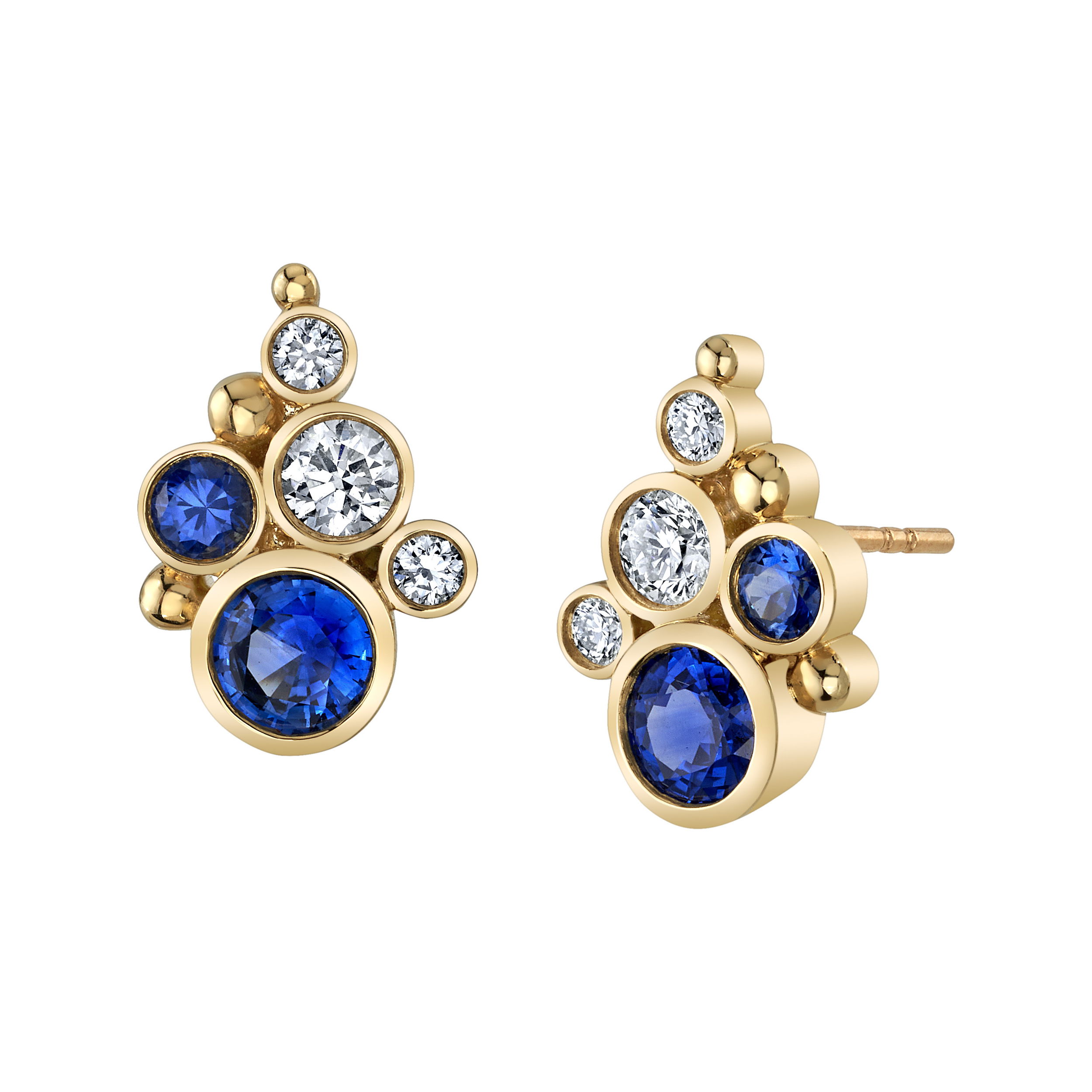 These "True Blue Earrings" feature stunning sapphires set in 18k yellow gold, with round diamonds adding extra brilliance. Perfect for everyday wear or special occasions, these earrings offer a classic yet vibrant touch of color.-18k Yellow gold-Round sapphires, 1.45cts-Round diamonds, 0.59ctsItem# 805-01425 True Blue Stud Earrings