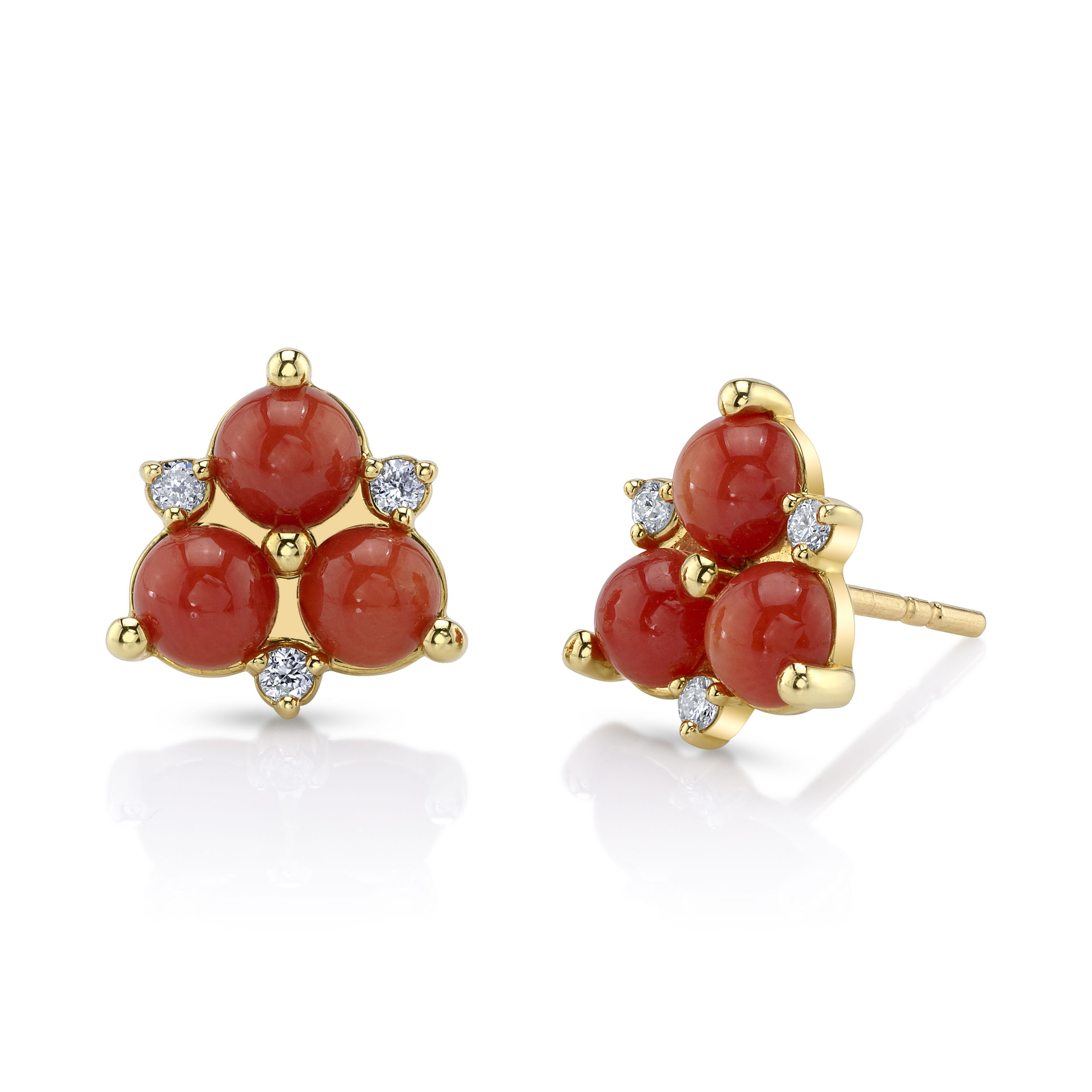 The Trinity Stud Earrings boast six brilliant diamonds in a trendy, triangular design. They're the perfect accessory to add a bit of flair to any outfit.-18k Yellow gold-Round diamonds, 0.18ctsItem# 805-01426 Trinity Stud Earrings