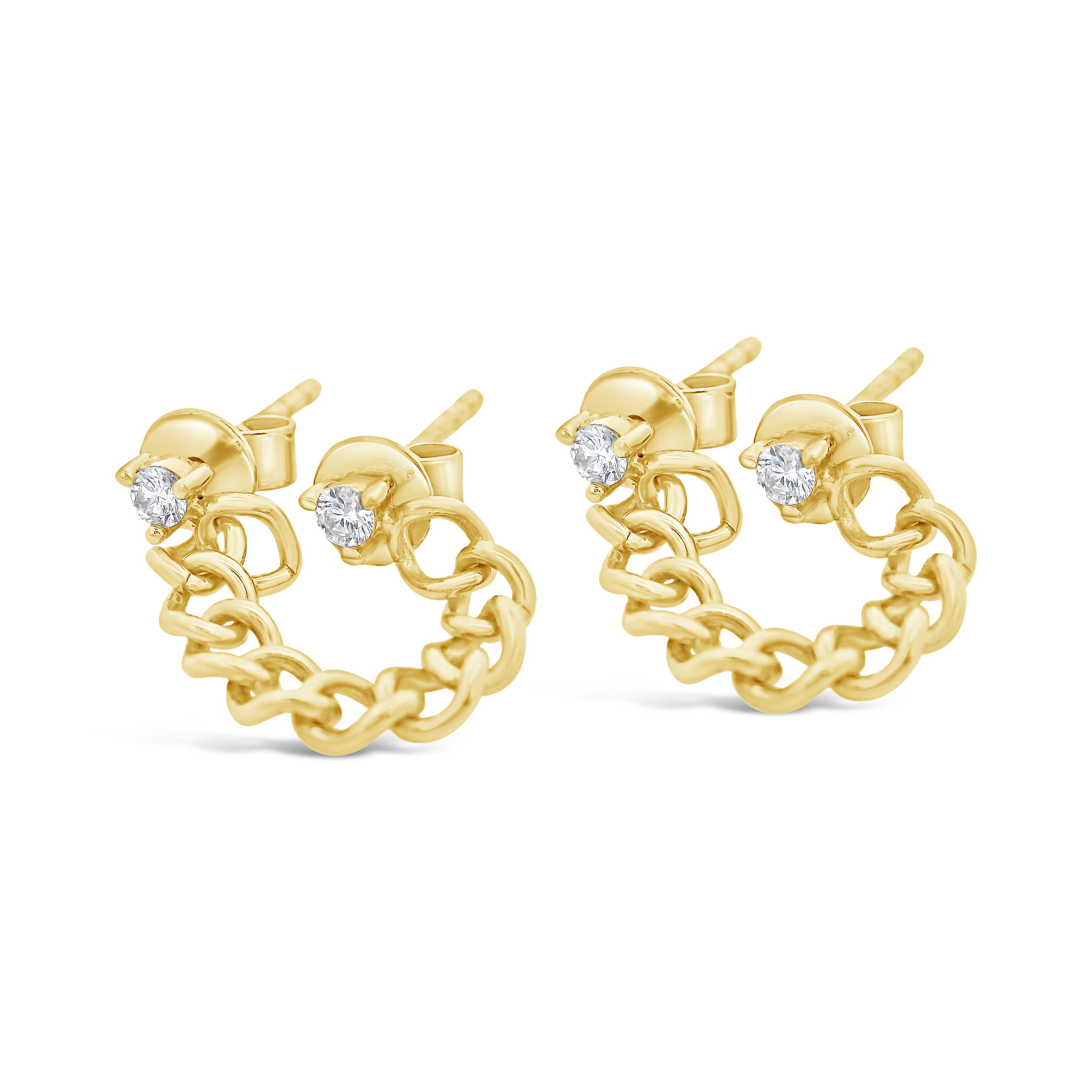 Featuring diamonds set in 14k yellow gold with a chain, these earrings are perfect pieces for those with multiple piercings.-14k Yellow gold-Round diamonds, 0.15ctsItem# 805-01512 Double Piercing Chain Earrings